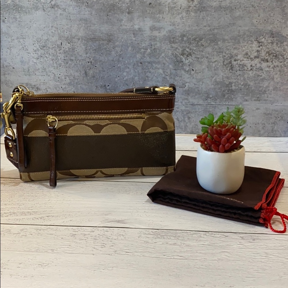 Coach bag khaki/chocolate